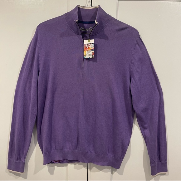 ROBERT GRAHAM ‘WALKENFUSS’ 1/4 ZIP CLASSIC LONG SLEEVE KNIT-CASHMERE/SILK/COTTON - Picture 2 of 11